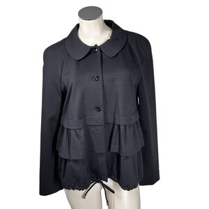 ESCADA SPORT Black Peplum Lined Drawstring Jacket Top Women's Size L EU42
